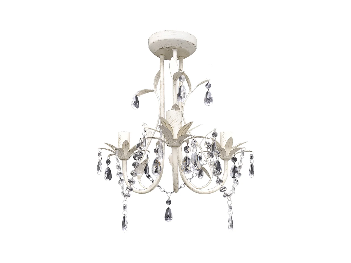 Lustre plafonnier suspendu lampe antique cristal 30 cm blanc 2402016