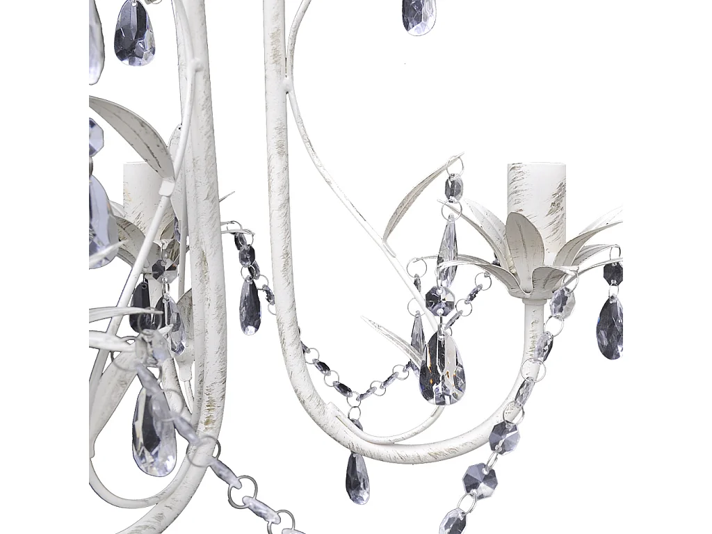 Lustre plafonnier suspendu lampe antique cristal 30 cm blanc 2402016