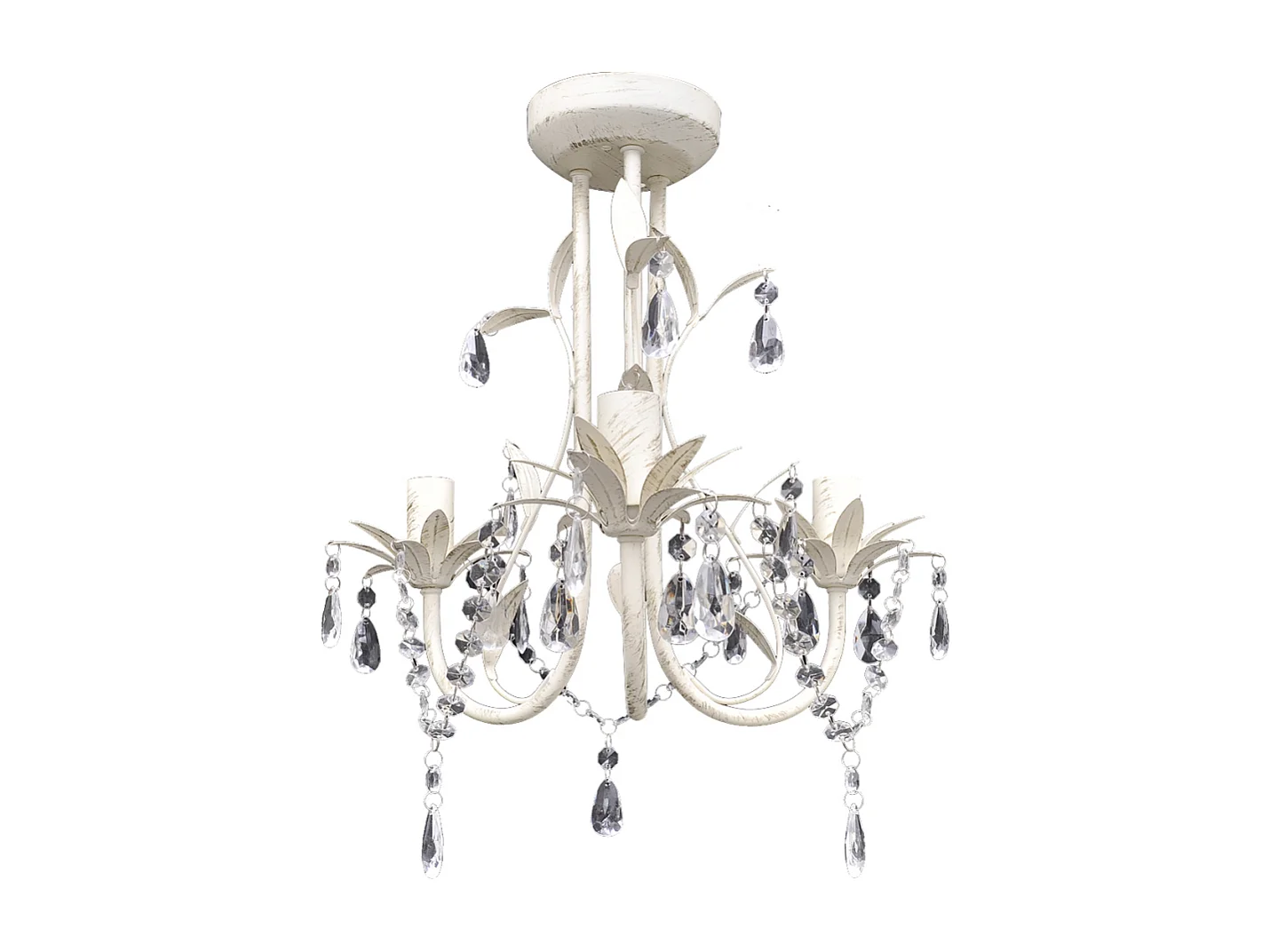 Lustre plafonnier suspendu lampe antique cristal 30 cm blanc 2402016