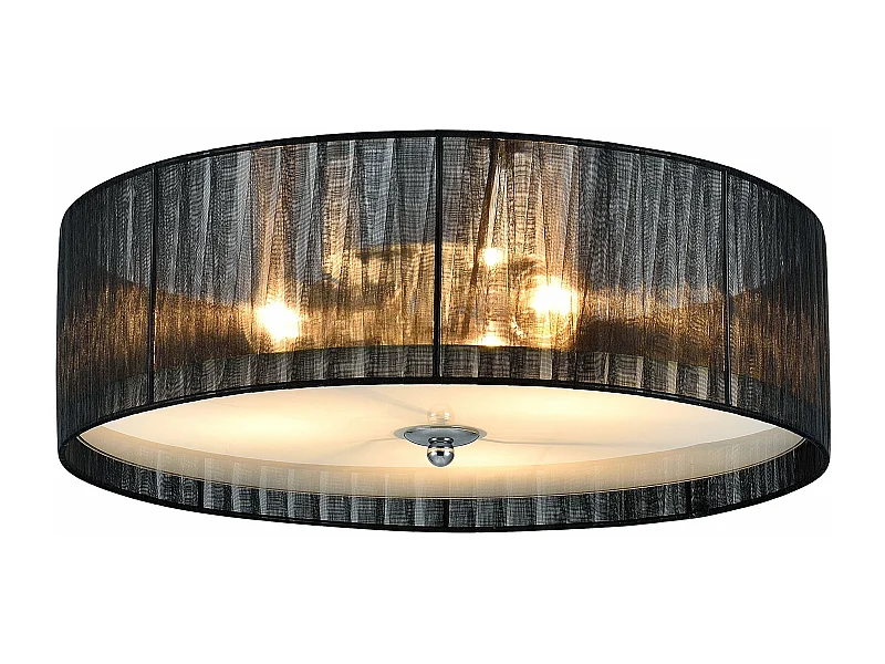 Plafonnier moderne lustre design lampe à suspension salon diamètre 40 cm tissu verre noir blanc 03_0005937