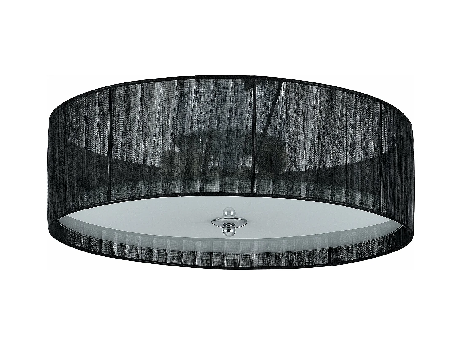 Plafonnier moderne lustre design lampe à suspension salon diamètre 40 cm tissu verre noir blanc 03_0005937