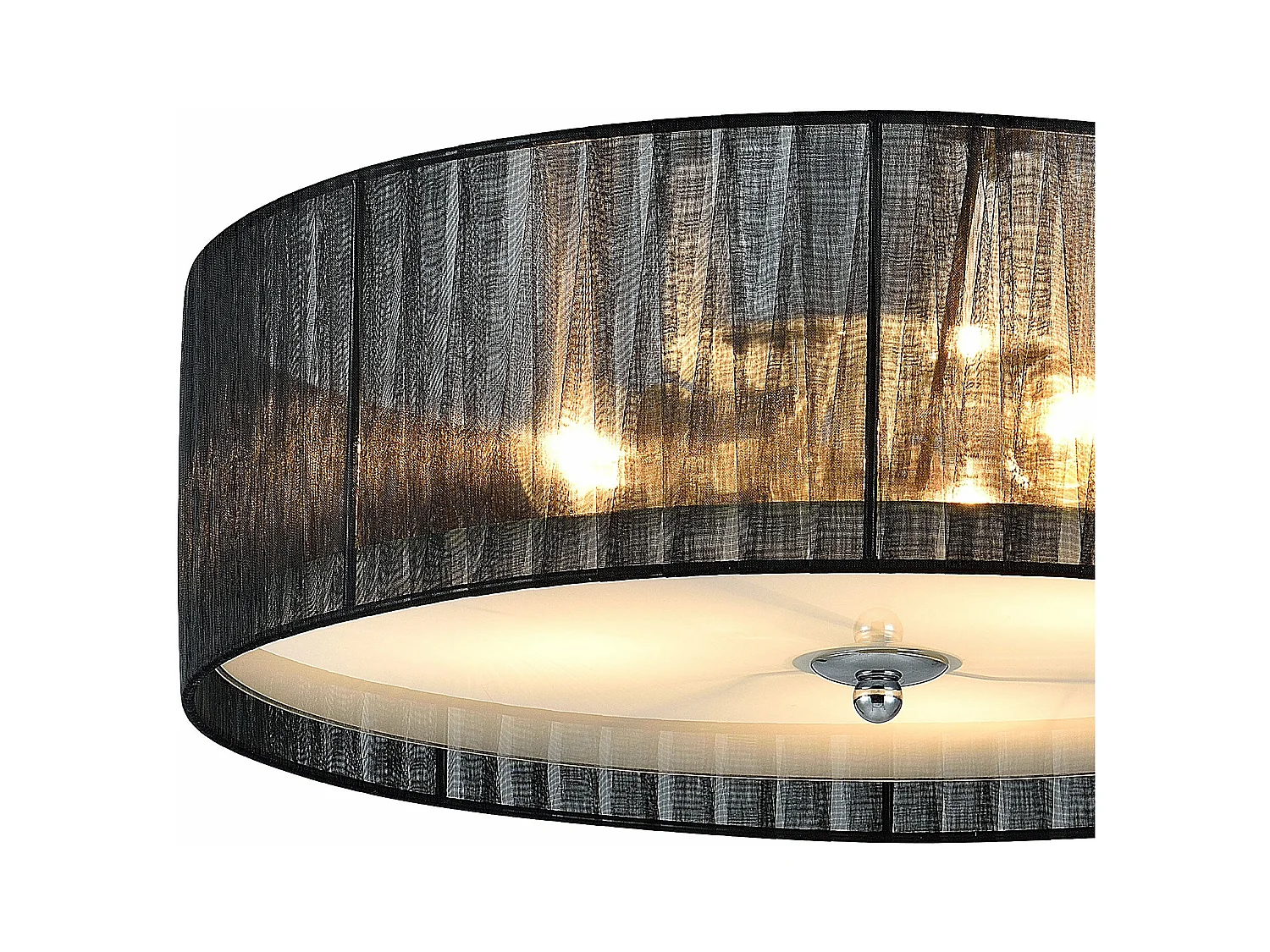 Plafonnier moderne lustre design lampe à suspension salon diamètre 40 cm tissu verre noir blanc 03_0005937