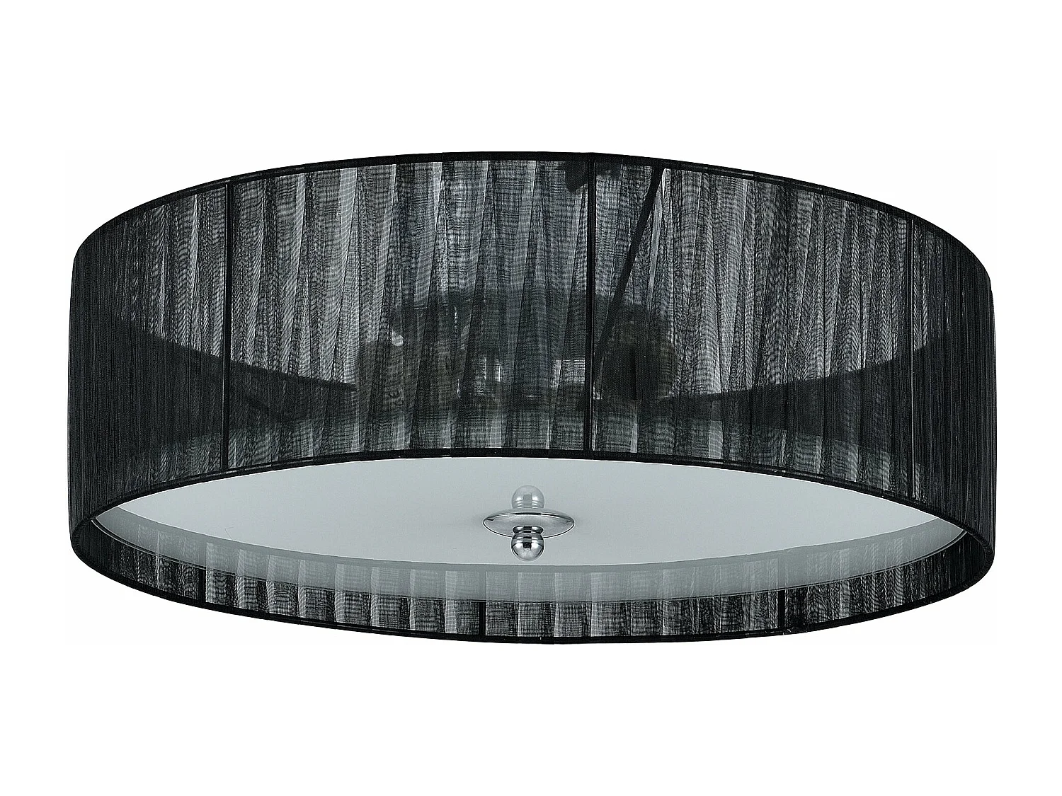 Plafonnier moderne lustre design lampe à suspension salon diamètre 40 cm tissu verre noir blanc 03_0005937