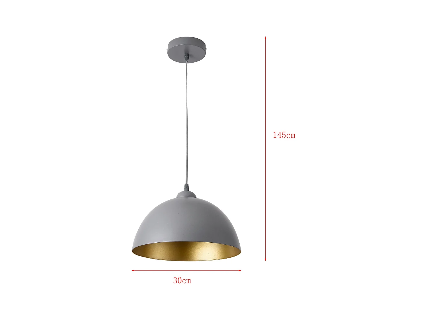 Lot de 2 lampes à suspension hauteur réglable métal diamètre 30 cm gris doré 03_0005762