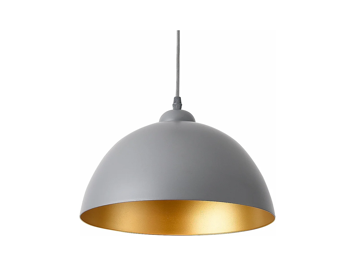 Lot de 2 lampes à suspension hauteur réglable métal diamètre 30 cm gris doré 03_0005762