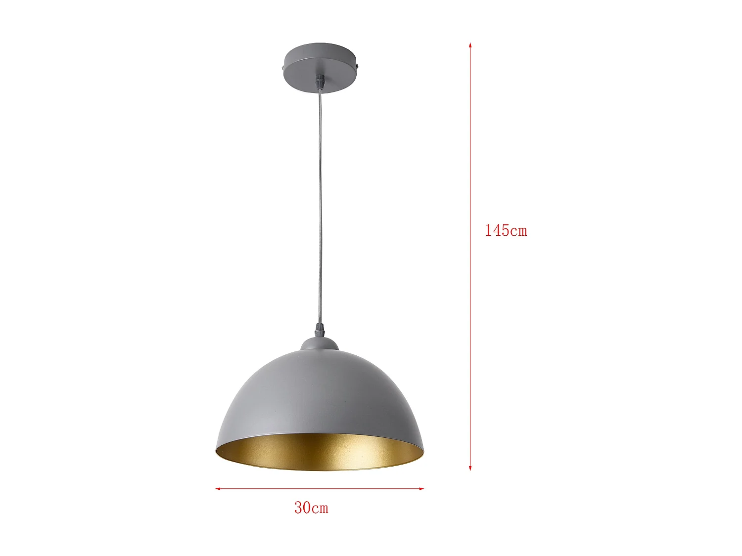 Lot de 2 lampes à suspension hauteur réglable métal diamètre 30 cm gris doré 03_0005762