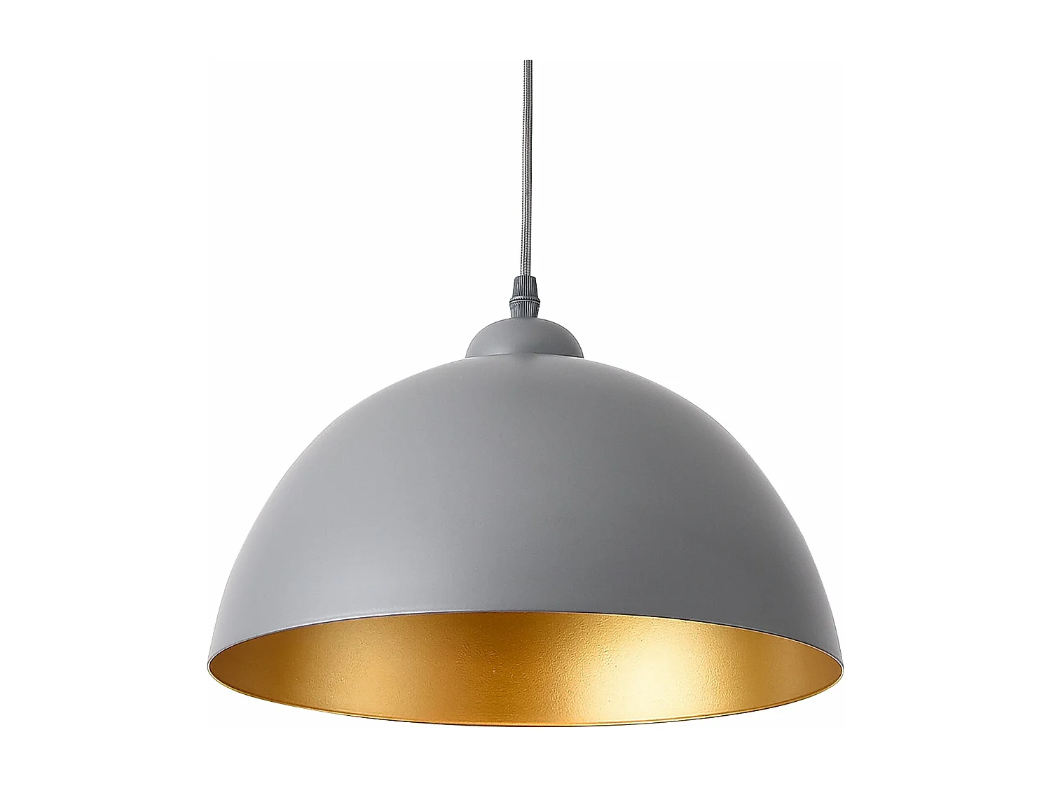 Lot de 2 lampes à suspension hauteur réglable métal diamètre 30 cm gris doré 03_0005762