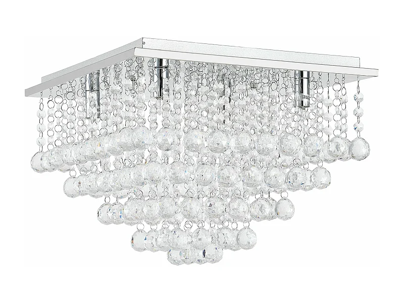 Plafonnier lampe de plafond aluminium cristal artistique 38 x 38 cm chrome et blanc 03_0003212