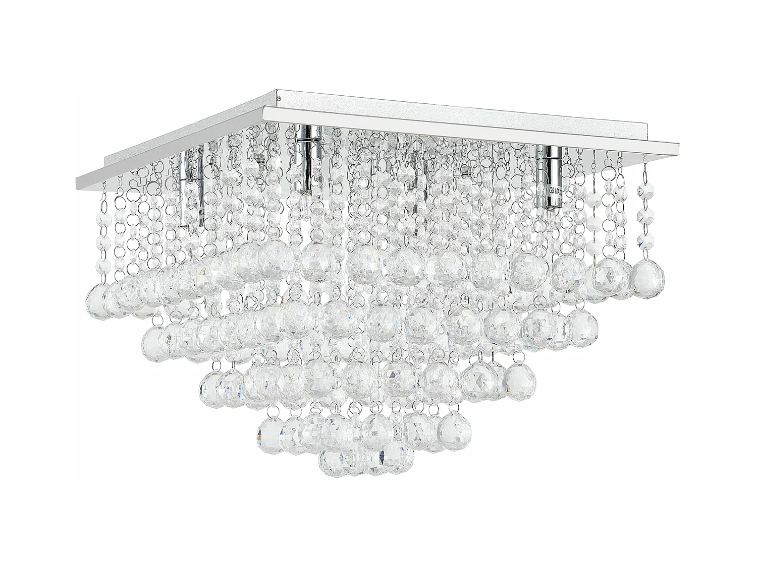 Plafonnier lampe de plafond aluminium cristal artistique 38 x 38 cm chrome et blanc 03_0003212