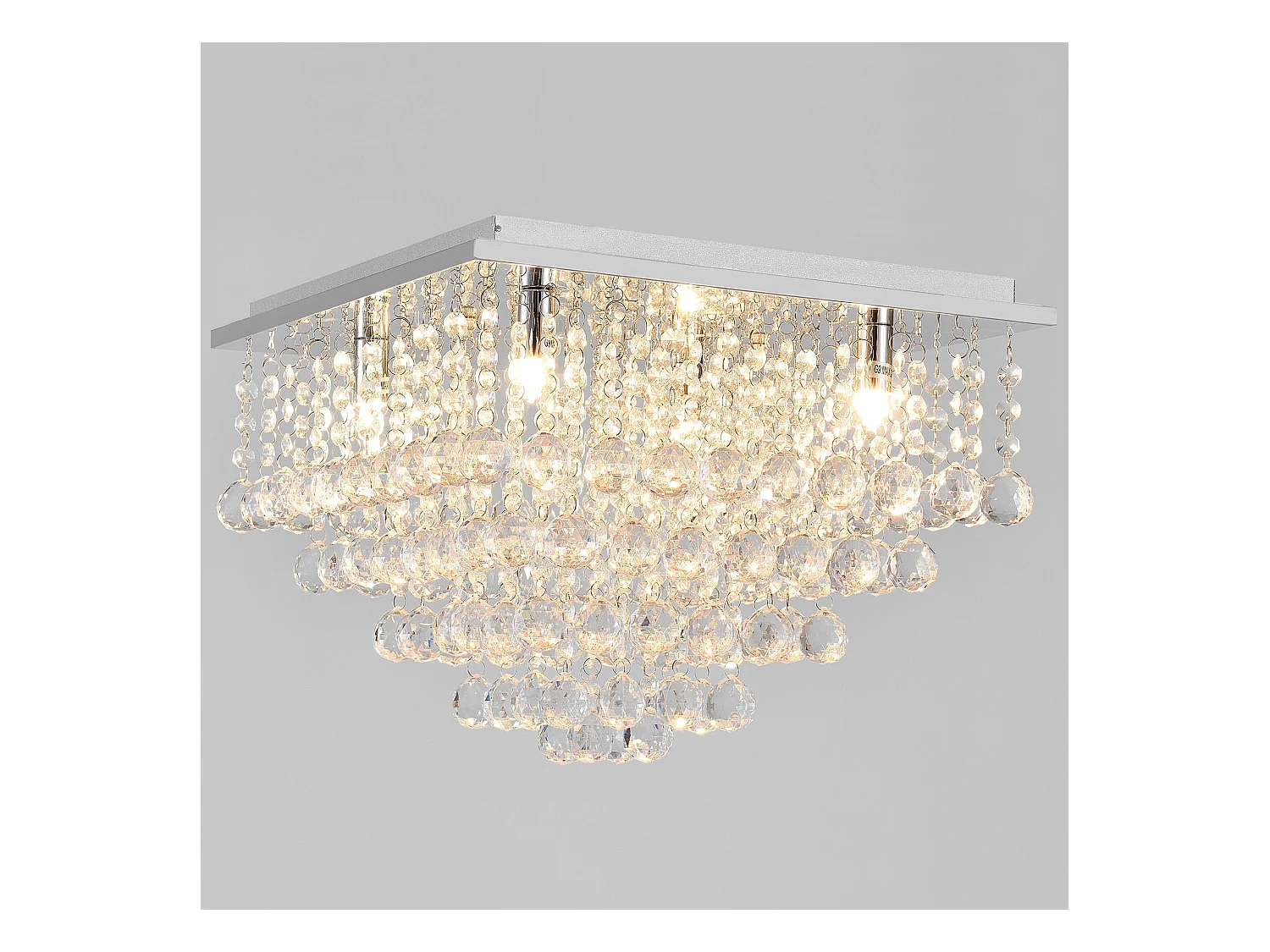 Plafonnier lampe de plafond aluminium cristal artistique 38 x 38 cm chrome et blanc 03_0003212