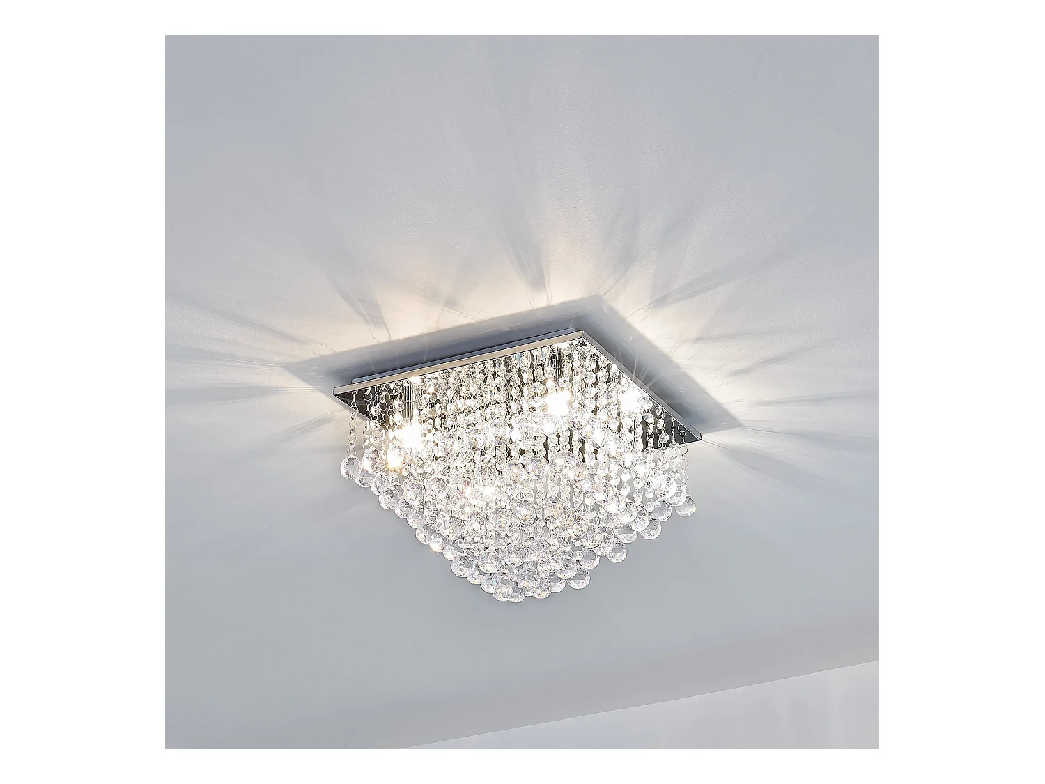 Plafonnier lampe de plafond aluminium cristal artistique 38 x 38 cm chrome et blanc 03_0003212