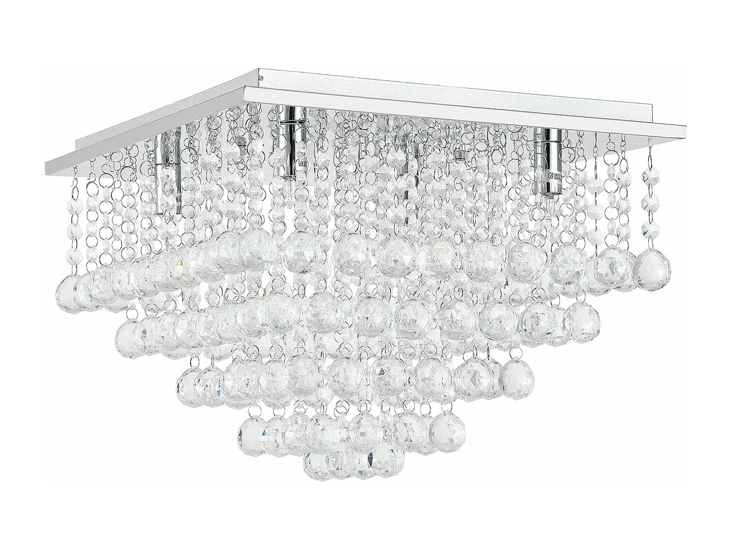 Plafonnier lampe de plafond aluminium cristal artistique 38 x 38 cm chrome et blanc 03_0003212