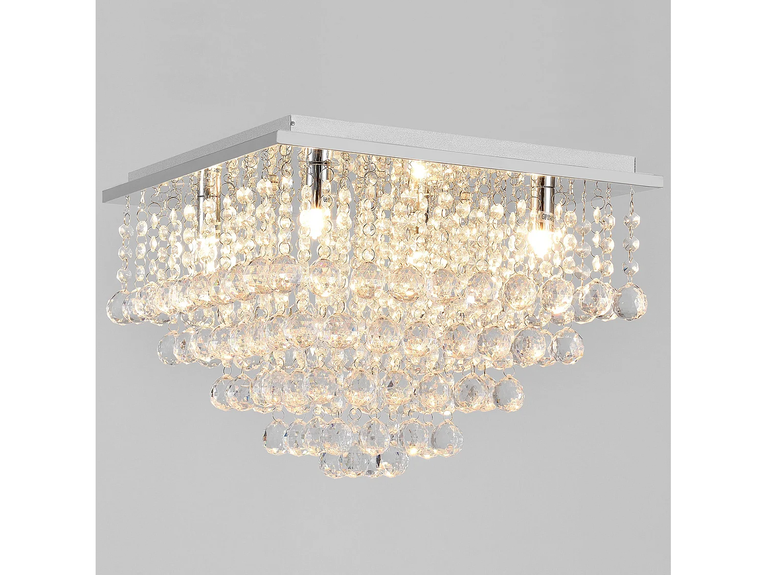 Plafonnier lampe de plafond aluminium cristal artistique 38 x 38 cm chrome et blanc 03_0003212