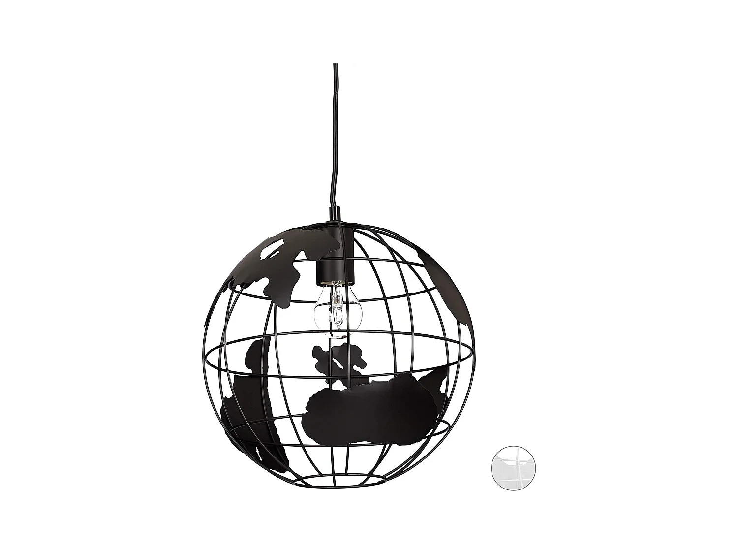 Lampe murale lampadaire décoration design à suspension abat-jour boule globe noir 13_0001352