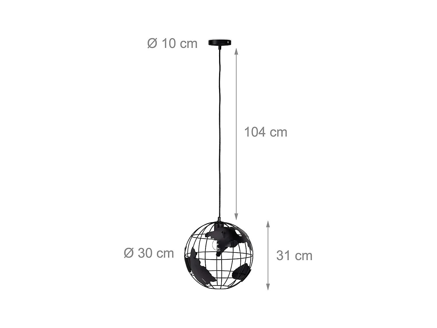 Lampe murale lampadaire décoration design à suspension abat-jour boule globe noir 13_0001352