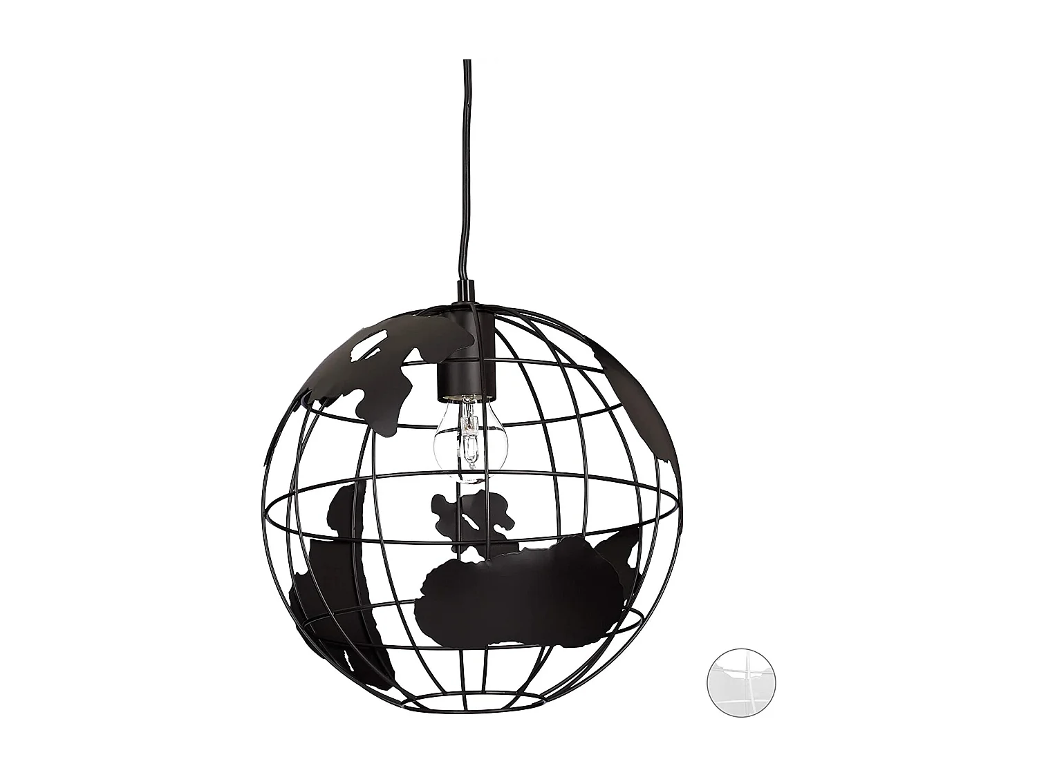 Lampe murale lampadaire décoration design à suspension abat-jour boule globe noir 13_0001352