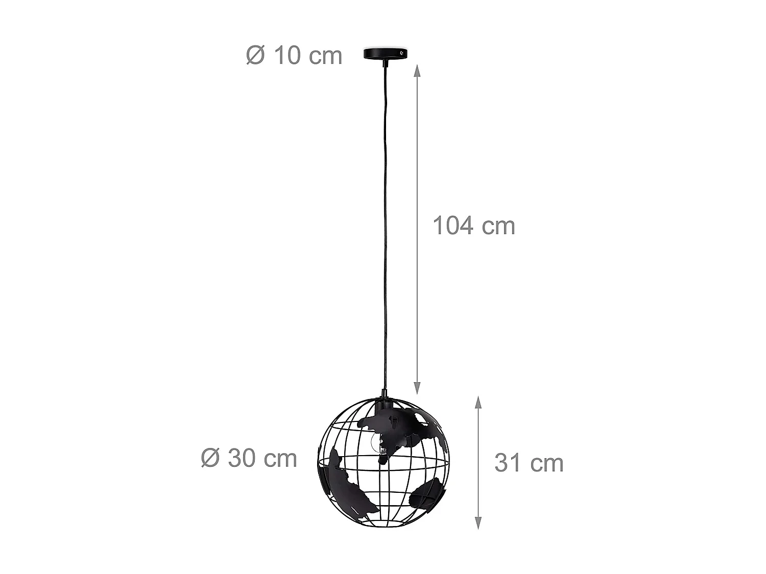 Lampe murale lampadaire décoration design à suspension abat-jour boule globe noir 13_0001352
