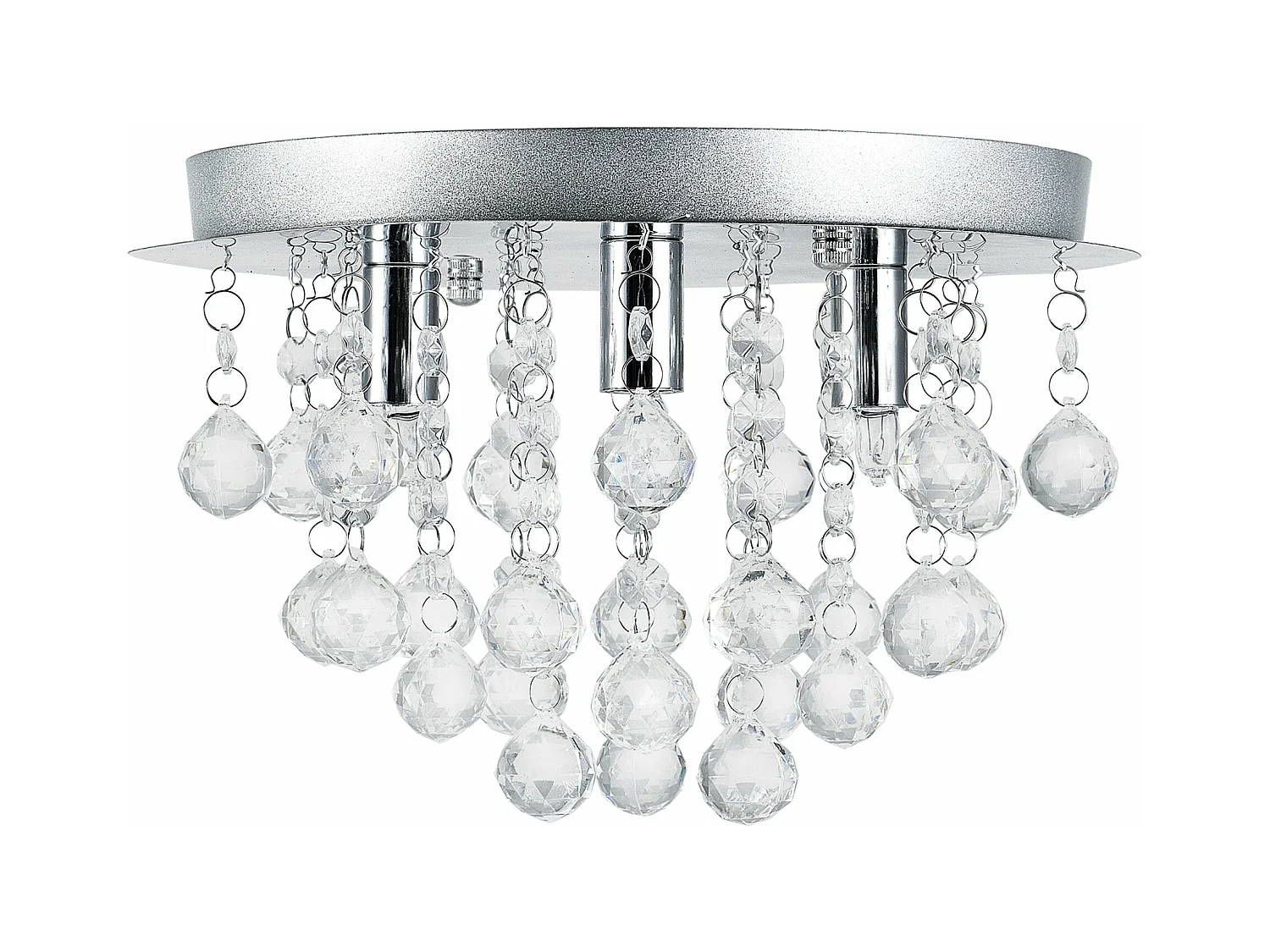 Luminaire suspendu plafonnier métal et cristal artistique chrome argent 3 x G9 diamètre 28 cm 03_0002811