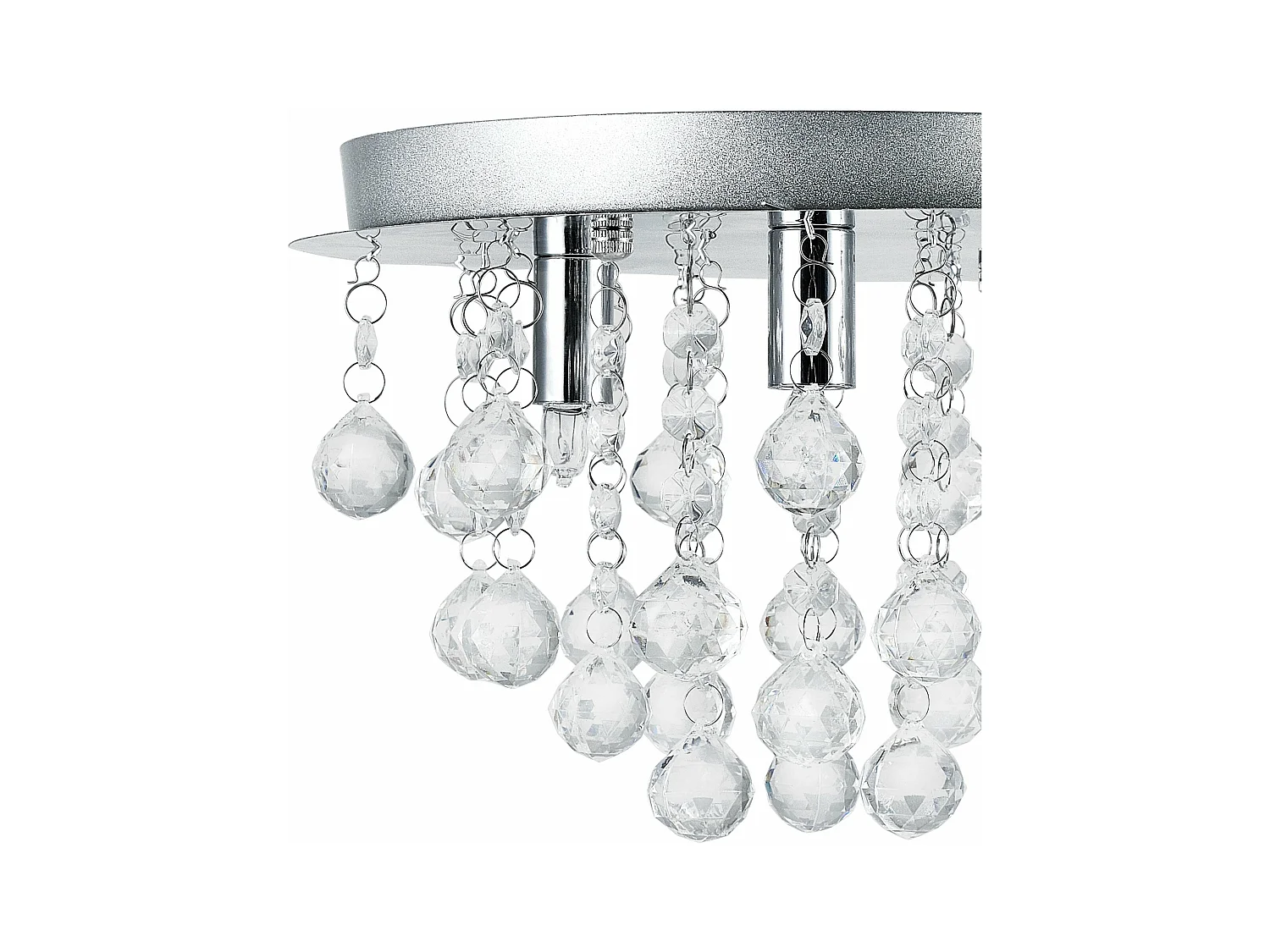 Luminaire suspendu plafonnier métal et cristal artistique chrome argent 3 x G9 diamètre 28 cm 03_0002811