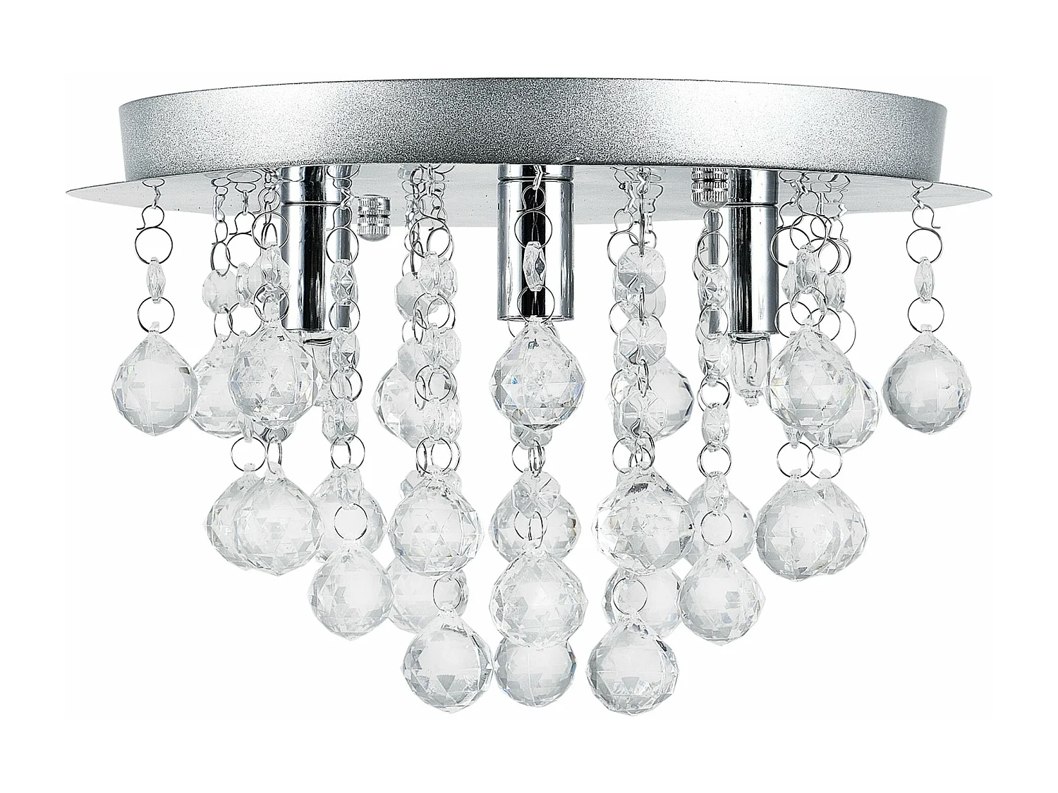 Luminaire suspendu plafonnier métal et cristal artistique chrome argent 3 x G9 diamètre 28 cm 03_0002811