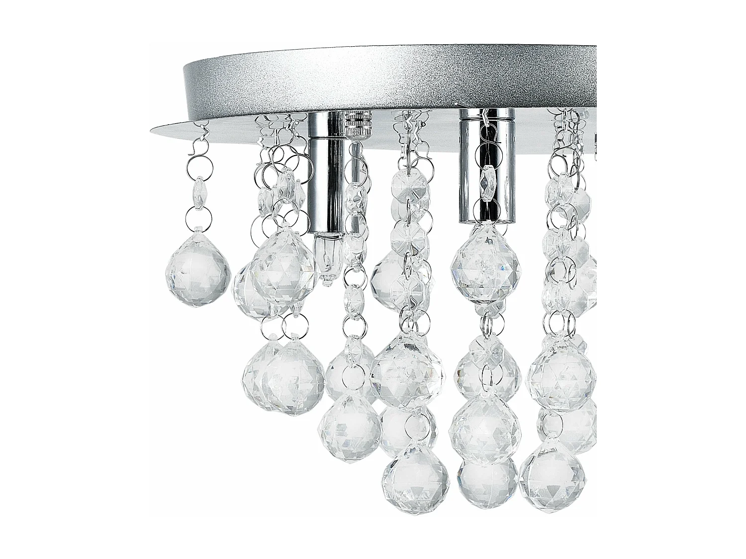 Luminaire suspendu plafonnier métal et cristal artistique chrome argent 3 x G9 diamètre 28 cm 03_0002811