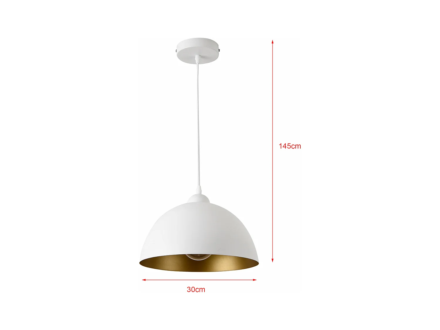 Lot de 2 lampes à suspension éclairage intérieur hauteur réglable métal diamètre 30 cm blanc doré 03_0005760