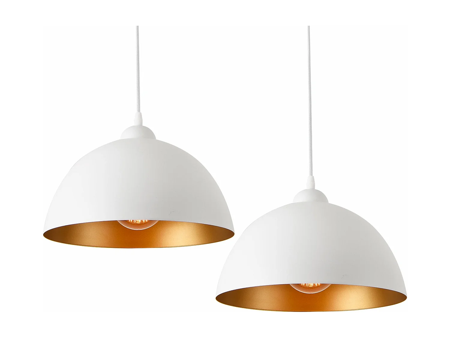 Set di 2 lampade a sospensione illuminazione interna altezza regolabile metallo diametro 30 cm bianco dorato 03_0005760