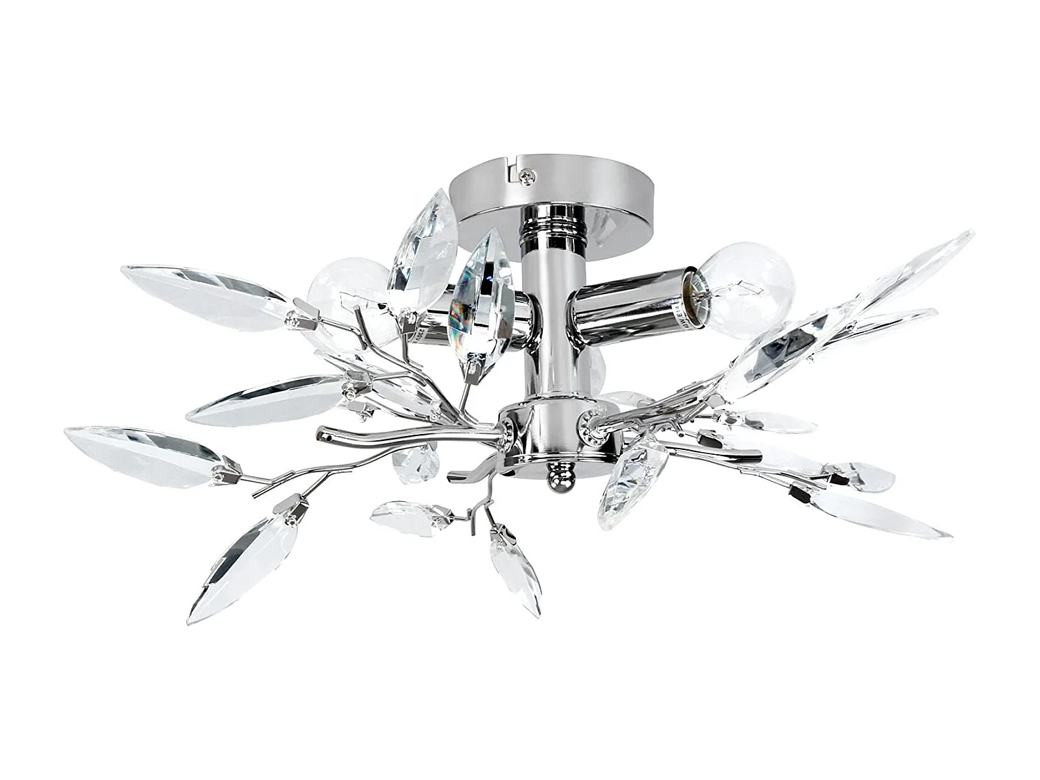 Plafonnier 3 ampoules de max 40 watts e14 design feuilles acryliques lustre lampe de plafond luminaire pour salon chambre transparent 01_0000116