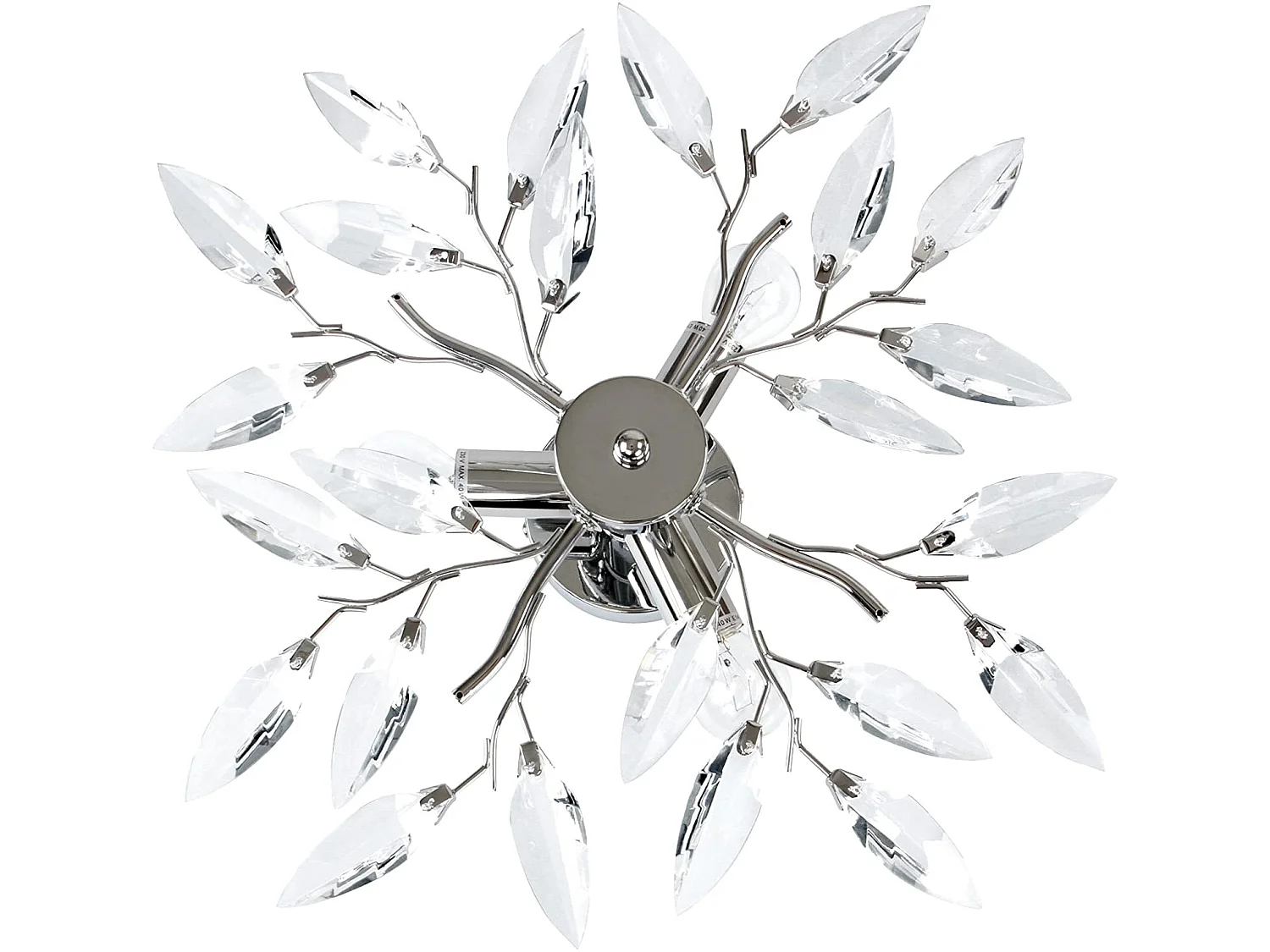 Plafonnier 3 ampoules de max 40 watts e14 design feuilles acryliques lustre lampe de plafond luminaire pour salon chambre transparent 01_0000116