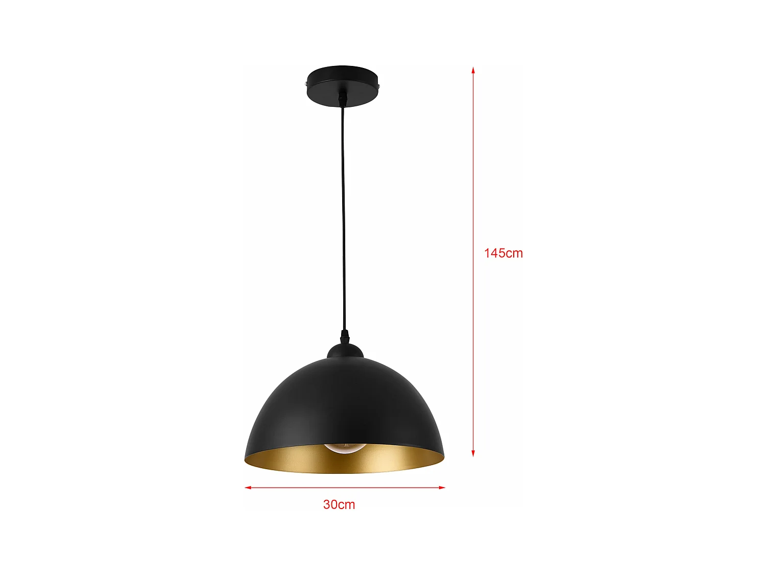 Lot de 2 lampes à suspension éclairage intérieur hauteur réglable métal diamètre 30 cm noir doré 03_0005761