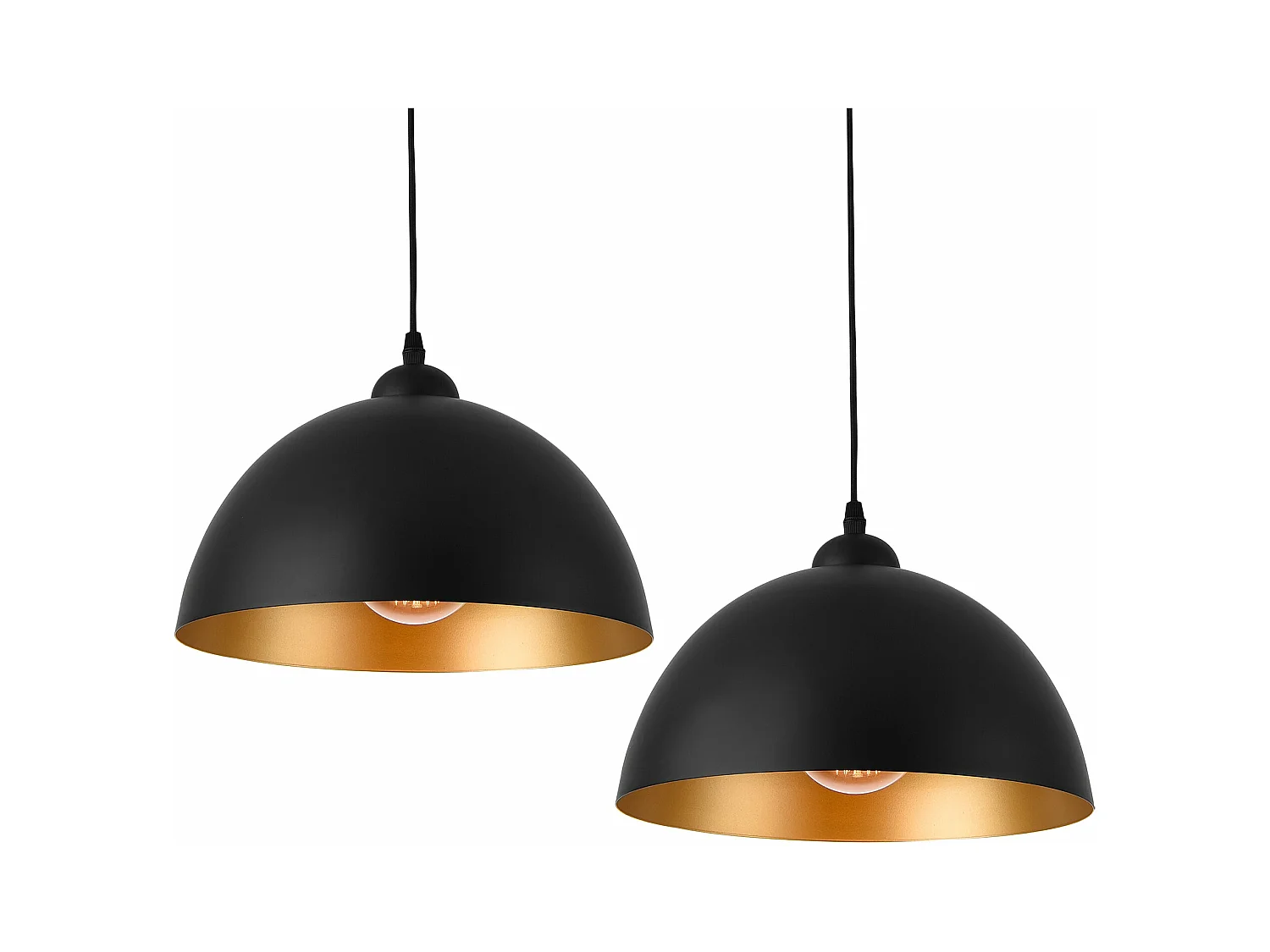 Lot de 2 lampes à suspension éclairage intérieur hauteur réglable métal diamètre 30 cm noir doré 03_0005761