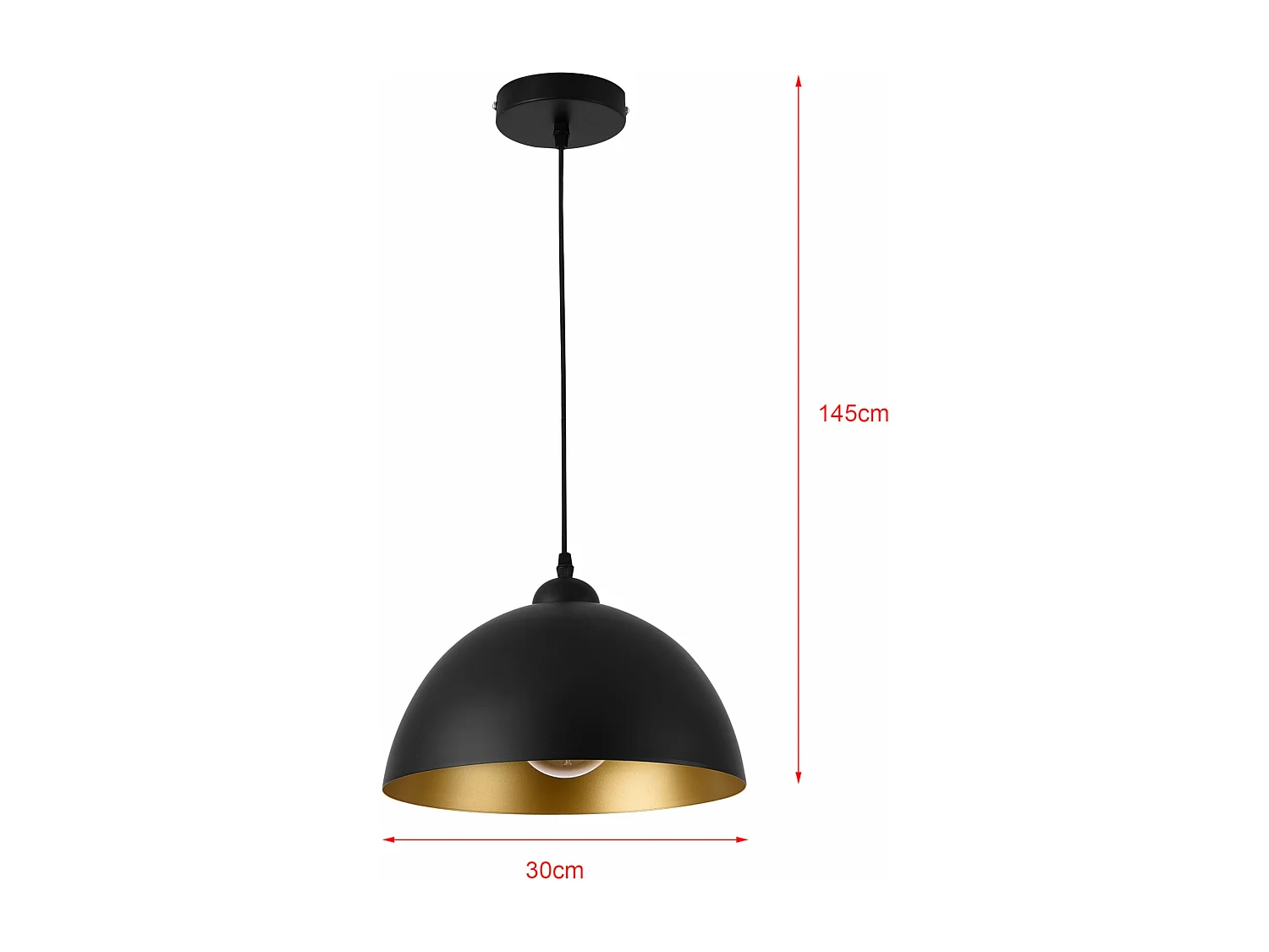 Lot de 2 lampes à suspension éclairage intérieur hauteur réglable métal diamètre 30 cm noir doré 03_0005761