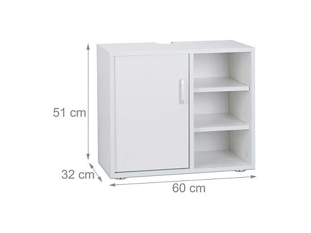 Dessous de lavabo meuble effet bois blanche 60 x 32 x 51 cm 13_0000909_2