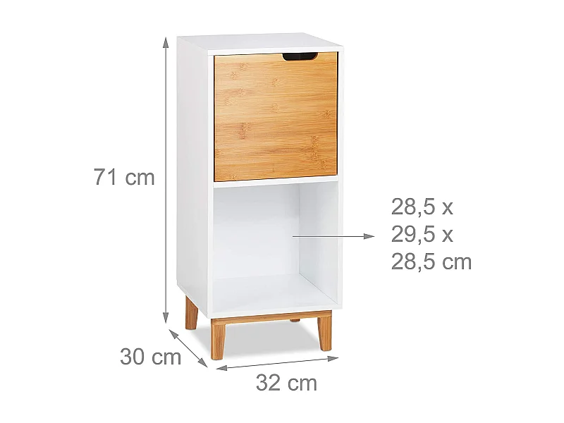 Estante mueble de baño con patas de bambú 71 cm natural y blanco 13_0001205