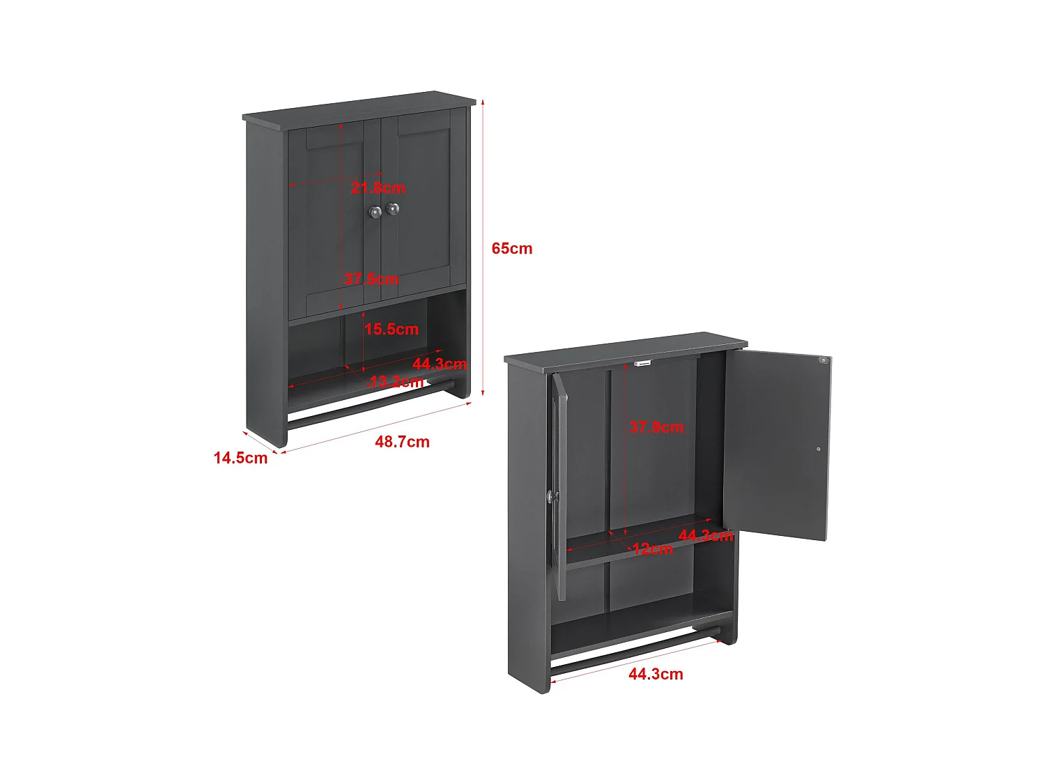 Armoire salle de bains effet bois grise 48.7 x 14.5 x 65 cm 03_0005926