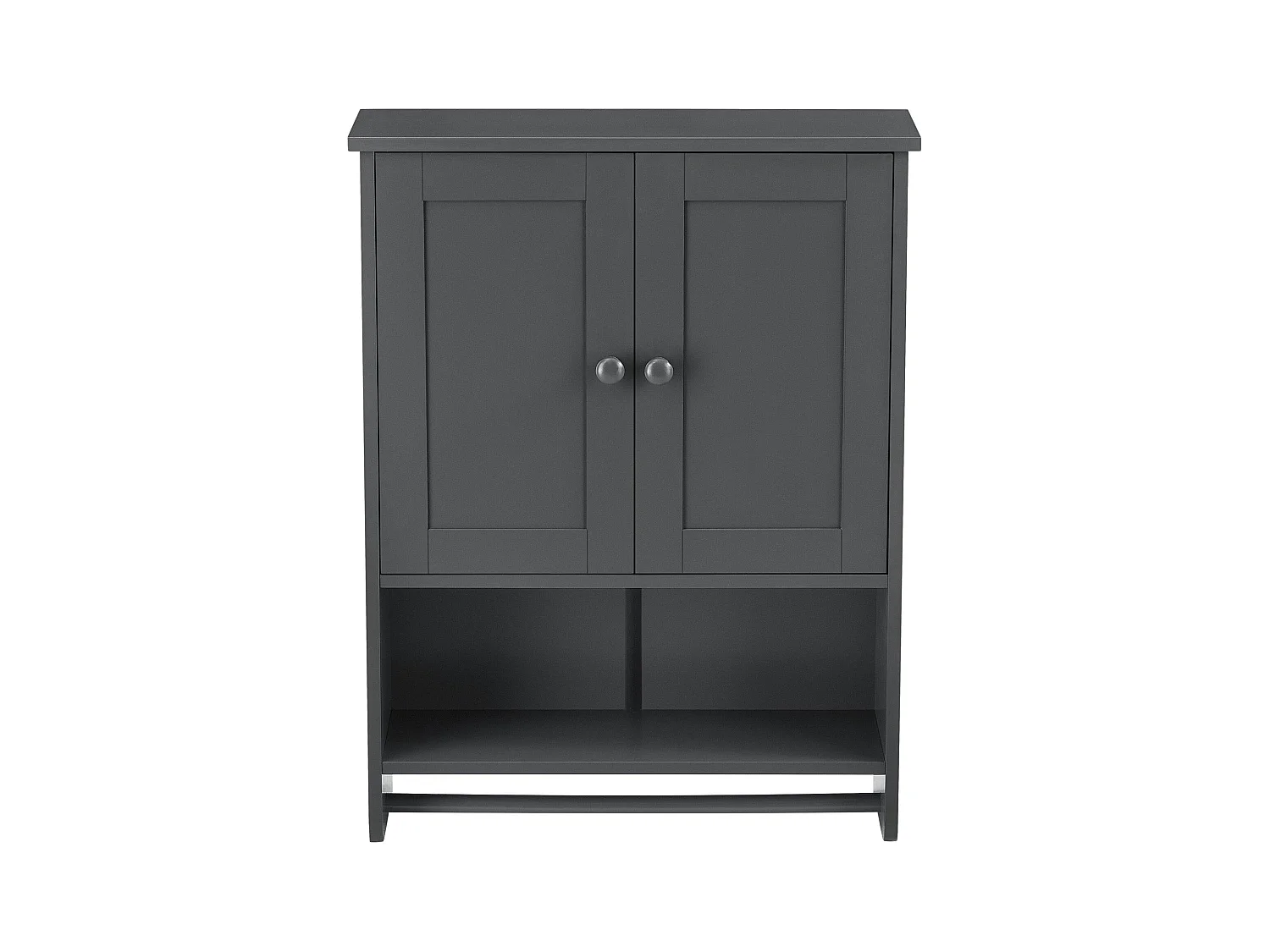 Mueble de baño mueble de almacenaje mueble de pared con toallero 2 puertas MDF 65 cm gris 03_0005926