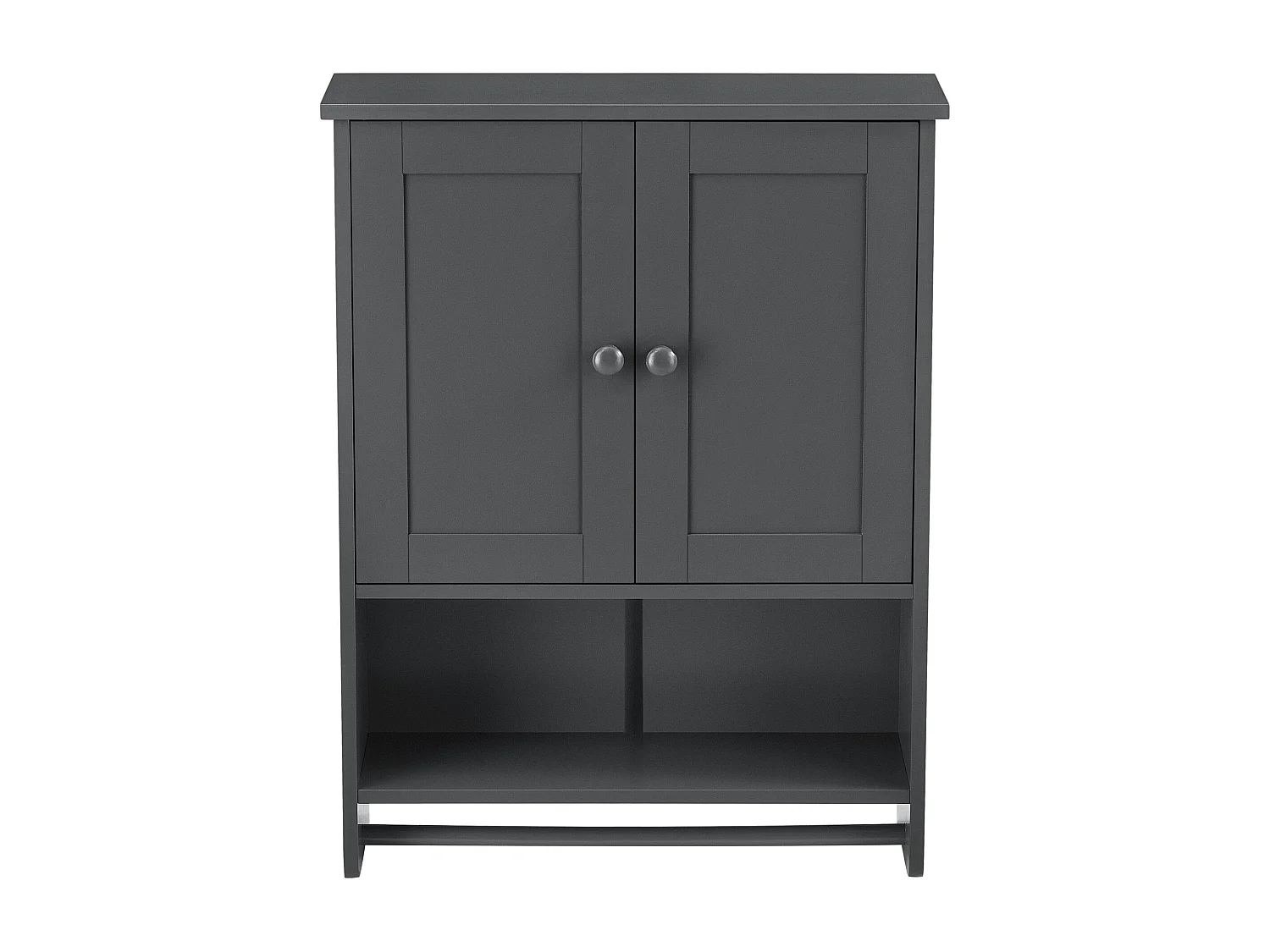 Mobile bagno contenitore pensile con porta asciugamani 2 ante MDF 65 cm grigio 03_0005926