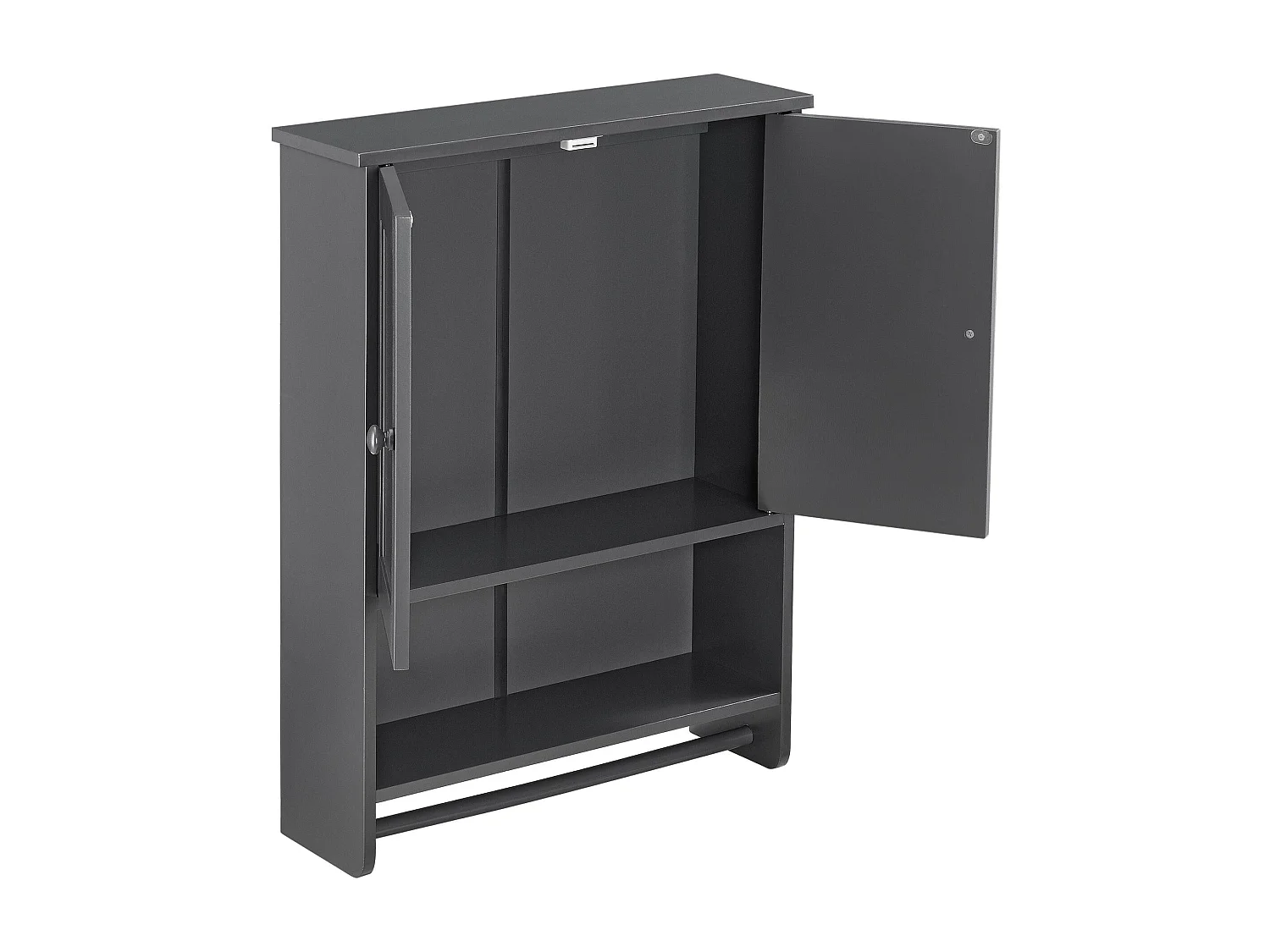 Mobile bagno contenitore pensile con porta asciugamani 2 ante MDF 65 cm grigio 03_0005926