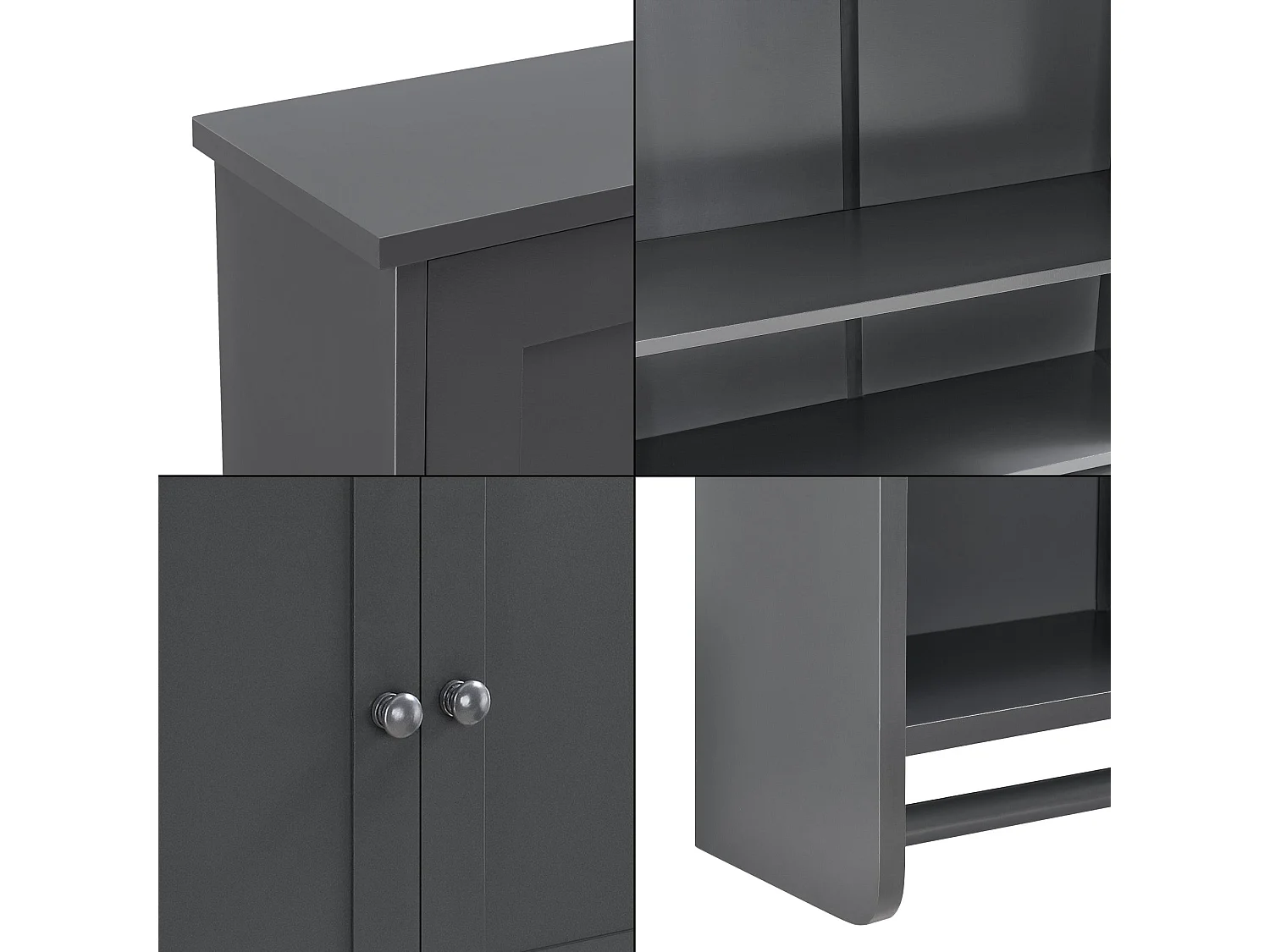 Mobile bagno contenitore pensile con porta asciugamani 2 ante MDF 65 cm grigio 03_0005926