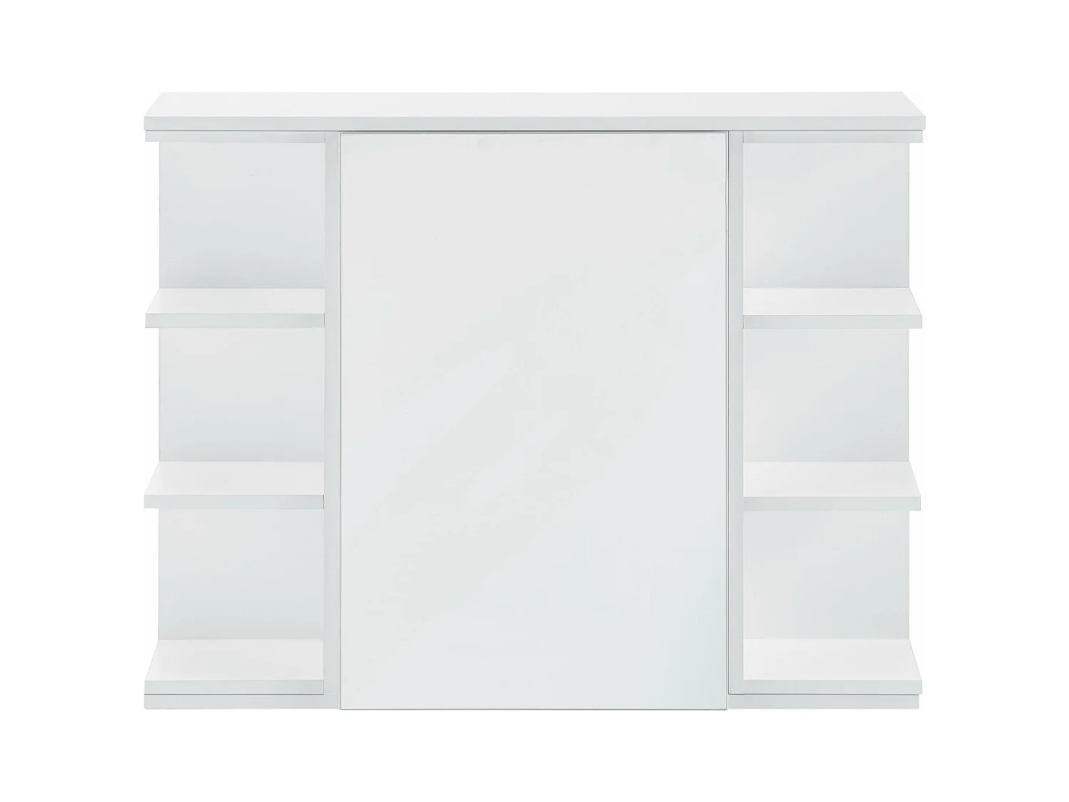 Armario de pared de diseño mueble de baño colgante puerta con espejo estantes ajustables tablero de partículas de melamina 64 x 80 x 20 cm blanco 03_0005927