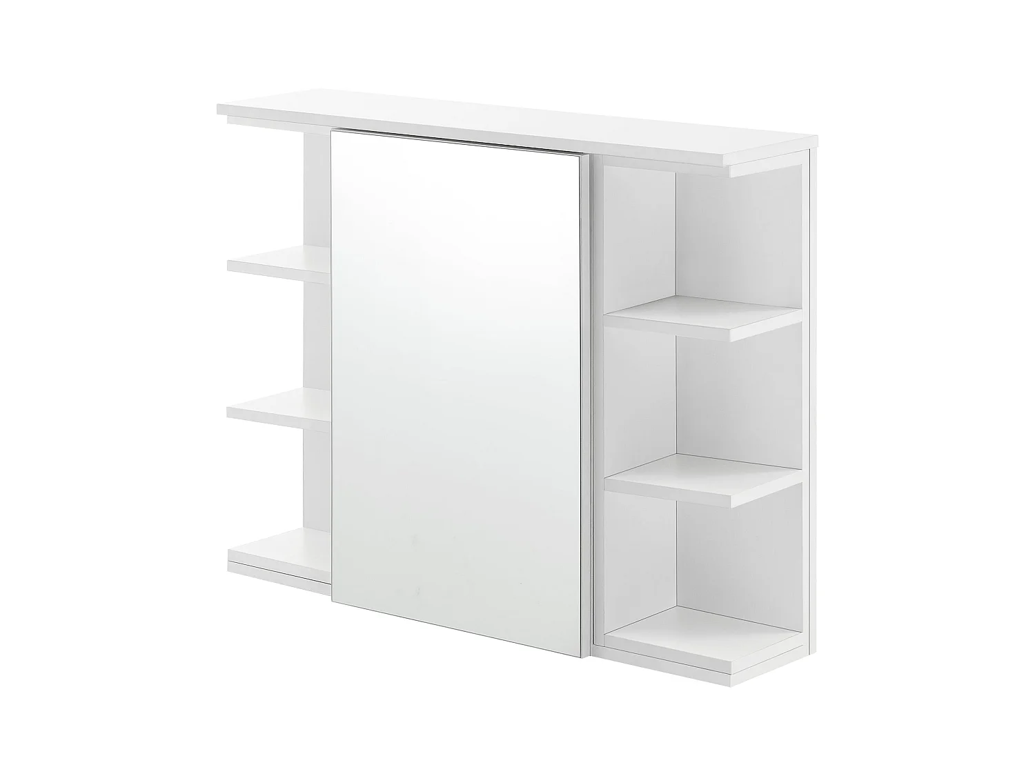 Armario de pared de diseño mueble de baño colgante puerta con espejo estantes ajustables tablero de partículas de melamina 64 x 80 x 20 cm blanco 03_0005927