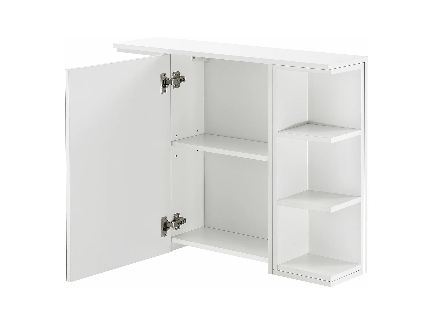 Armario de pared de diseño mueble de baño colgante puerta con espejo estantes ajustables tablero de partículas de melamina 64 x 80 x 20 cm blanco 03_0005927