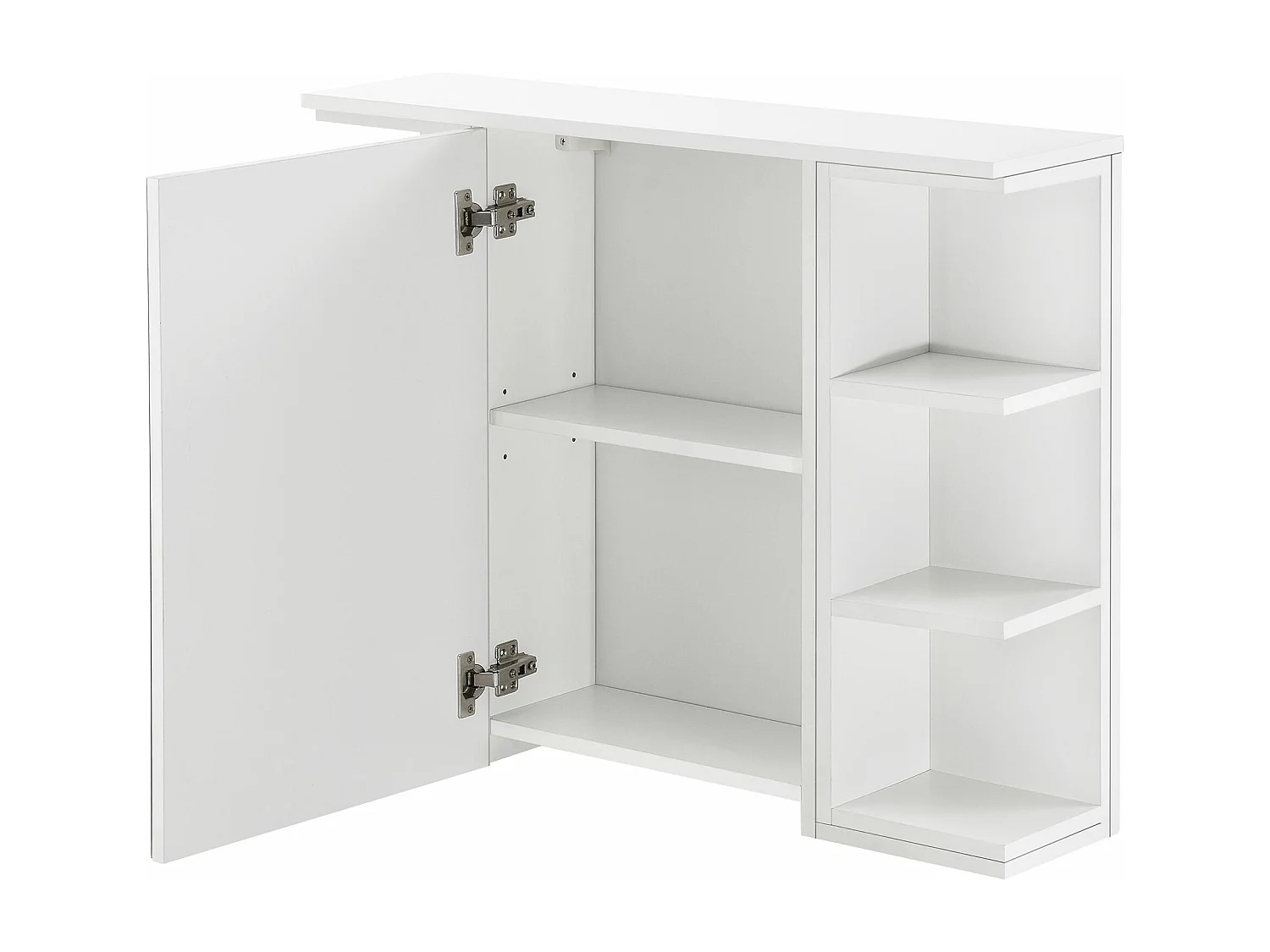 Armadio pensile di design mobile portaoggetti sospeso mobile da bagno anta con specchio ripiani regolabili truciolato melaminico 64 x 80 x 20 cm bianco 03_0005927