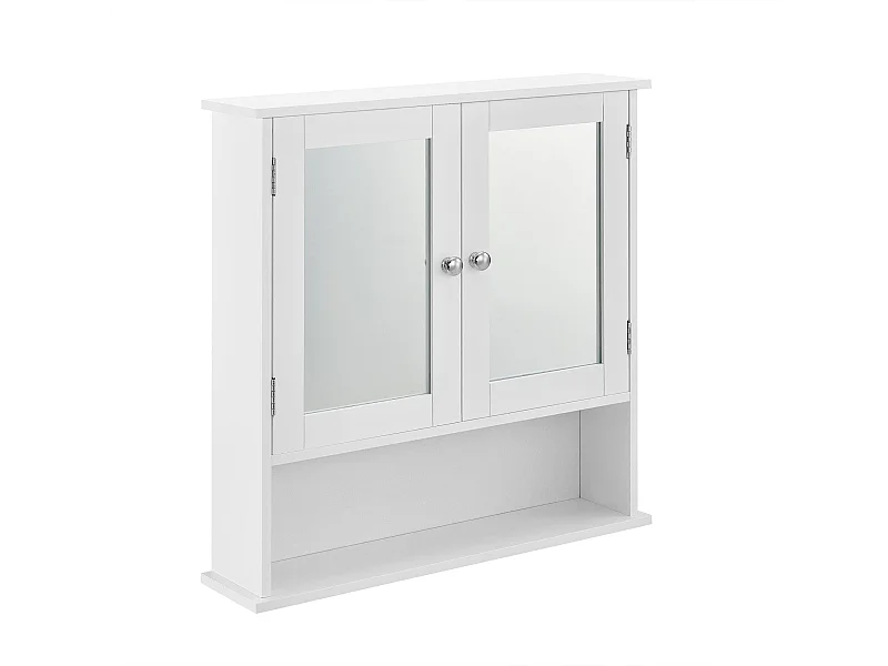 Mobile da bagno vintage con specchio mobile da bagno con anta 3 piani portaoggetti MDF laccato 58 cm bianco 03_0000784