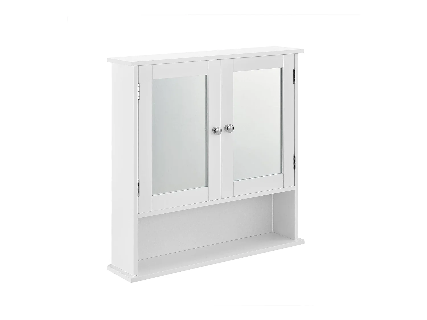 Móvel de banheiro vintage com espelho móvel de banheiro com porta 3 superfícies de armazenamento MDF lacado 58 cm branco 03_0000784