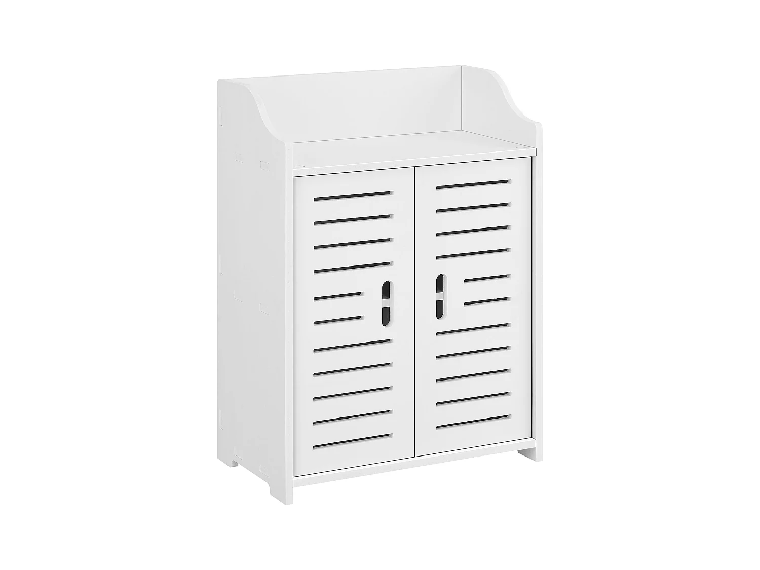 Mobile da bagno di design con ripiani mobile contenitore con 2 ante in legno composito 62 cm bianco 03_0005832