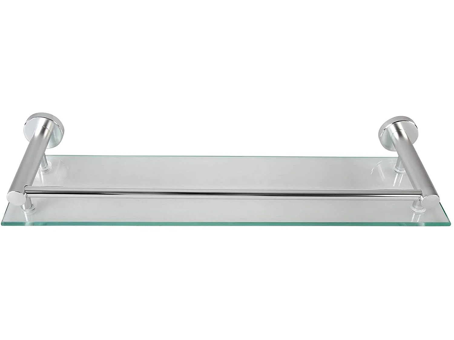 Estante de baño de pared en vidrio templado y aluminio ancho 50 cm herrajes de montaje incluidos estante de baño plateado 01_0000094