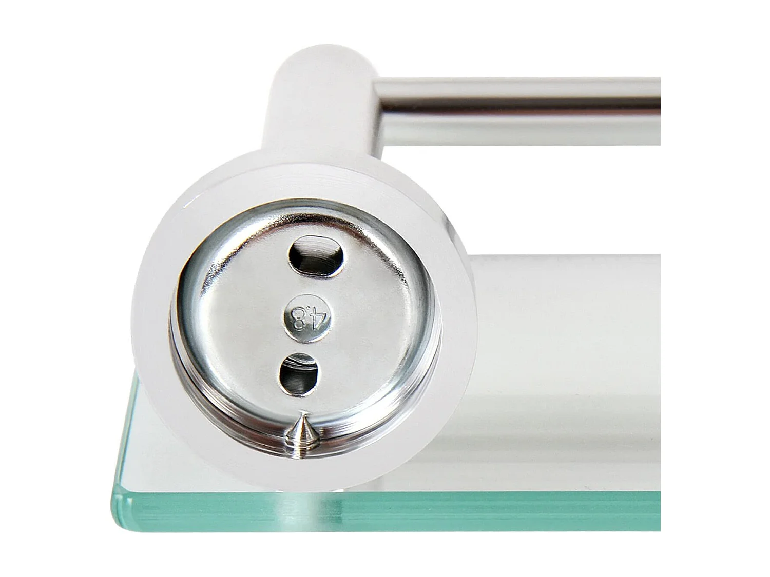 Estante de baño de pared en vidrio templado y aluminio ancho 50 cm herrajes de montaje incluidos estante de baño plateado 01_0000094