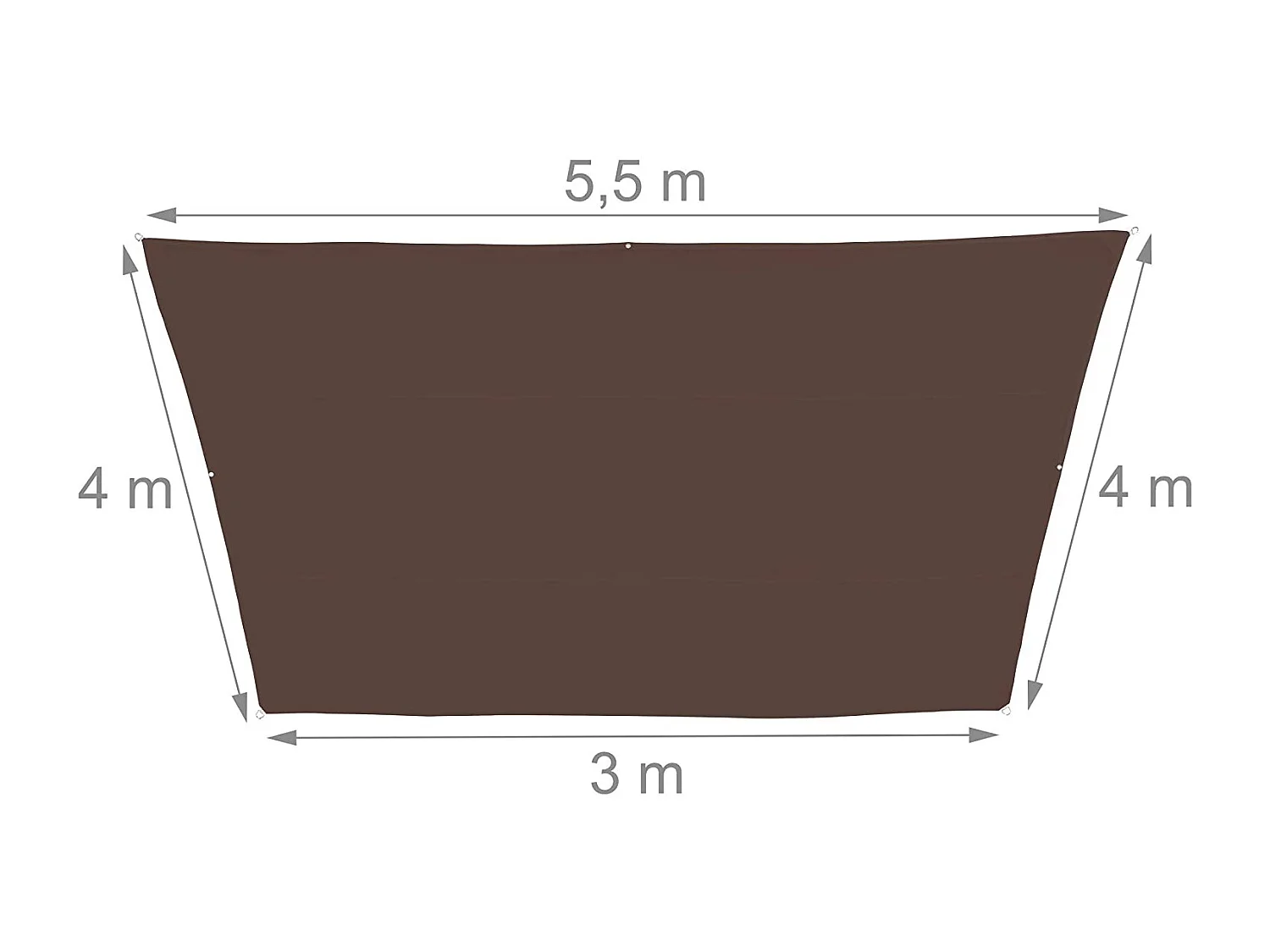 Voile d'ombrage trapèze 3 marron 550 x 300 x 400 cm 13_0002936_2