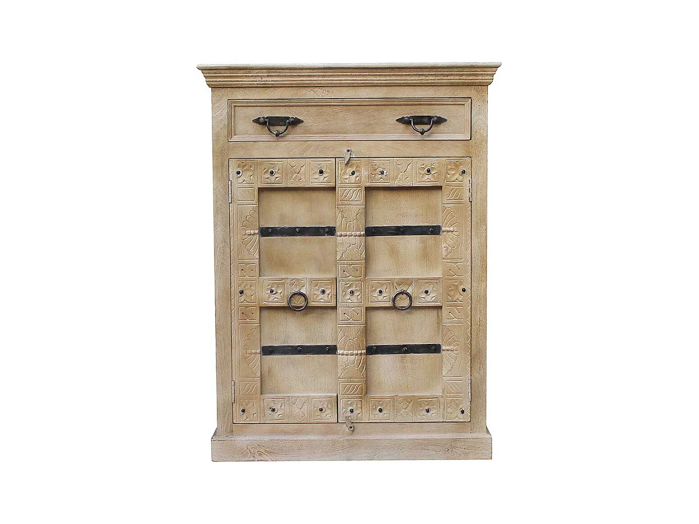 Garderobenschrank aus Mangobaum Massivholz Shabby Chic Stil
